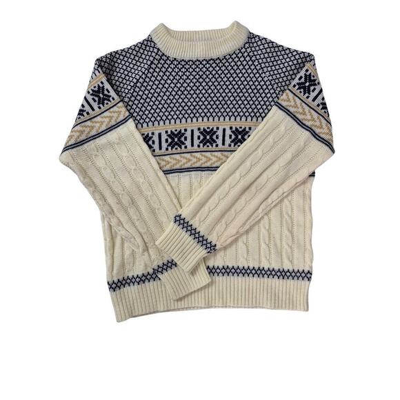 60s JC Penny Classic Styling Sweater The Mens Shop Cream/Blue/Tan Men L Acrylic - Picture 5 of 10